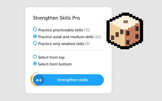 Duolingo Strengthen Skills Pro  from Chrome web store to be run with OffiDocs Chromium online