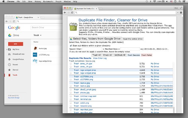 Duplicate File Finder, Cleaner for Drive  from Chrome web store to be run with OffiDocs Chromium online