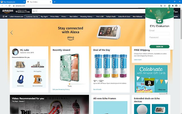 Earnin Amazon buyer plugin  from Chrome web store to be run with OffiDocs Chromium online