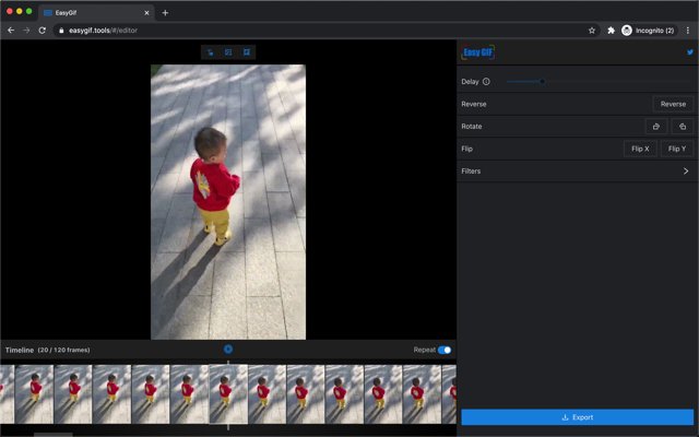 EasyGif  from Chrome web store to be run with OffiDocs Chromium online