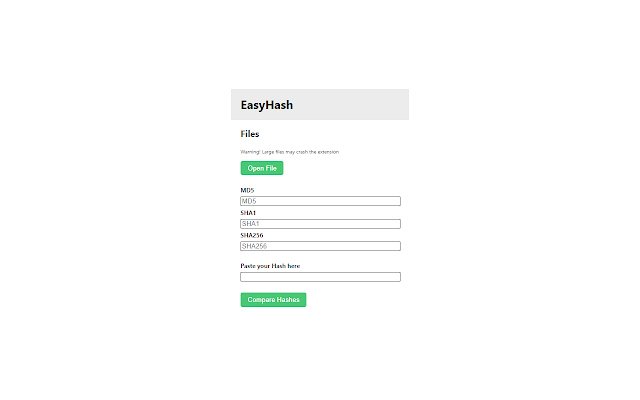 EasyHash  from Chrome web store to be run with OffiDocs Chromium online