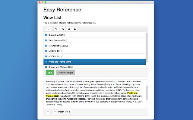 Easy Reference Beta  from Chrome web store to be run with OffiDocs Chromium online