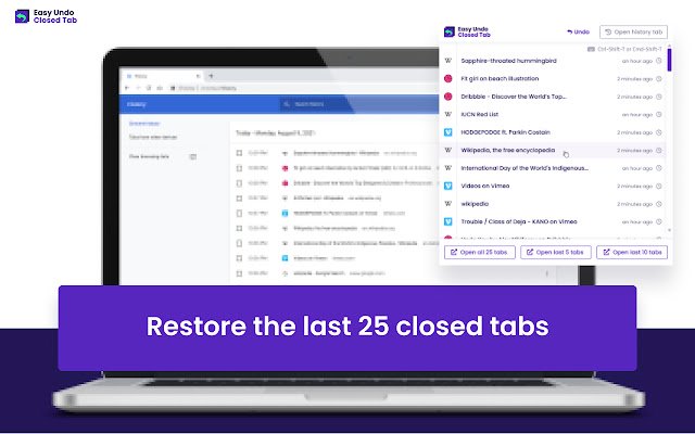 Chrome web mağazasındaki Kapalı Sekmeleri Kolay Geri Alma, OffiDocs Chromium çevrimiçi ile çalıştırılacak