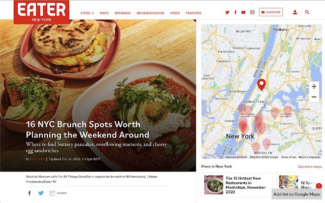 Eater to Google Maps  from Chrome web store to be run with OffiDocs Chromium online