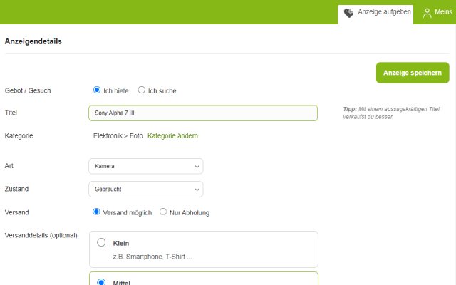 Ebay Kleinanzeigen Tool  from Chrome web store to be run with OffiDocs Chromium online