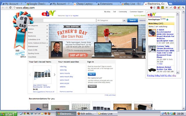 eBay Live vanuit Chrome webwinkel wordt uitgevoerd met OffiDocs Chromium online