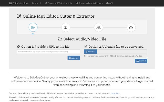 EditMp3.Online: Mp3 editor and extractor.  from Chrome web store to be run with OffiDocs Chromium online