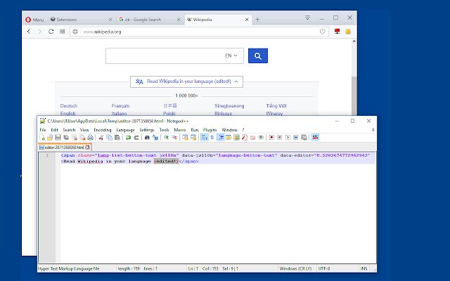 Edit with Notepad++  from Chrome web store to be run with OffiDocs Chromium online