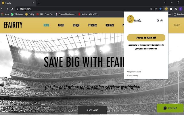 Efairity  from Chrome web store to be run with OffiDocs Chromium online