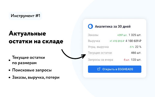 EGGHEADS — бесплатная аналитика Wildberries  from Chrome web store to be run with OffiDocs Chromium online