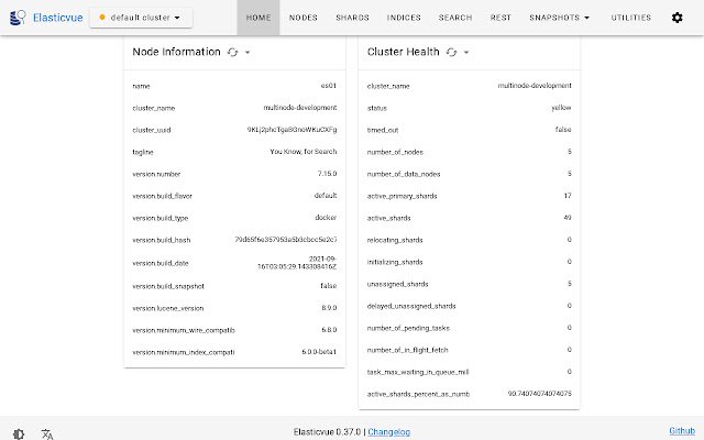 Elasticvue  from Chrome web store to be run with OffiDocs Chromium online