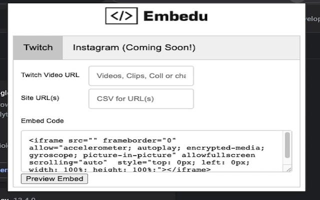 Embedu  from Chrome web store to be run with OffiDocs Chromium online