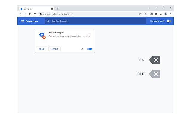 Enable Backspace  from Chrome web store to be run with OffiDocs Chromium online