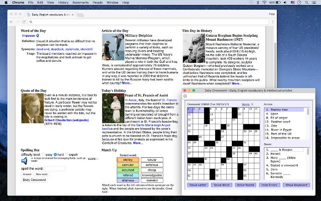 English vocabulary  Intellectual articles  from Chrome web store to be run with OffiDocs Chromium online