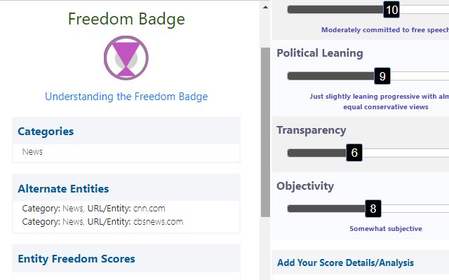 Entity Freedom Rating  from Chrome web store to be run with OffiDocs Chromium online