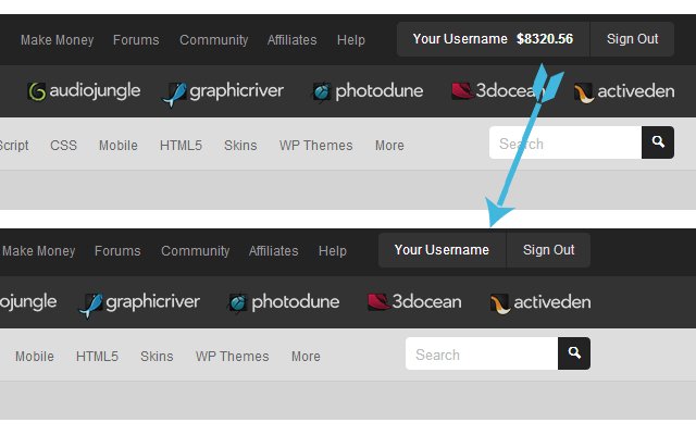 Envato Balance Hider daripada kedai web Chrome untuk dijalankan dengan OffiDocs Chromium dalam talian