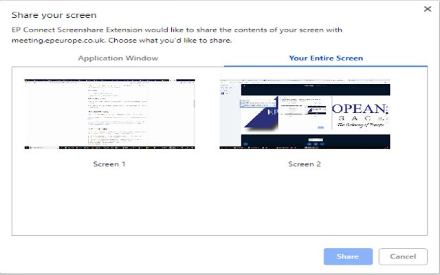 EP Connect Screenshare Extension  from Chrome web store to be run with OffiDocs Chromium online