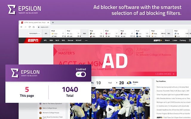 Epsilon Ad blocker  from Chrome web store to be run with OffiDocs Chromium online