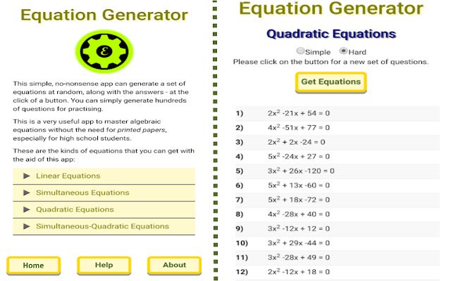 EquationGenerator  from Chrome web store to be run with OffiDocs Chromium online