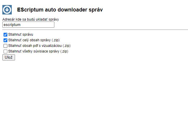 EScriptum auto downloader správ  from Chrome web store to be run with OffiDocs Chromium online