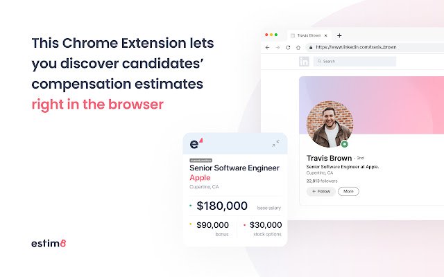 Estim8.ai — shows current salary on Linkedin  from Chrome web store to be run with OffiDocs Chromium online