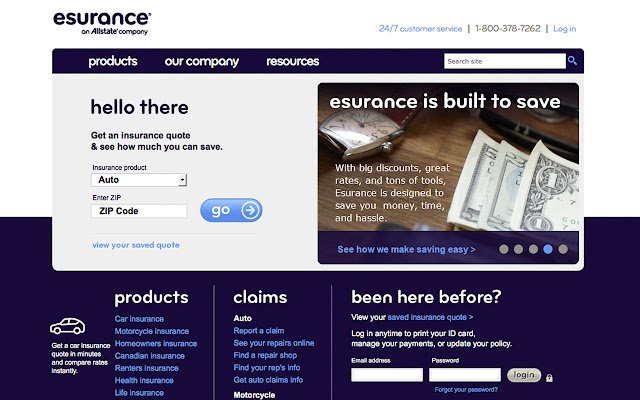 Esurance.com  from Chrome web store to be run with OffiDocs Chromium online