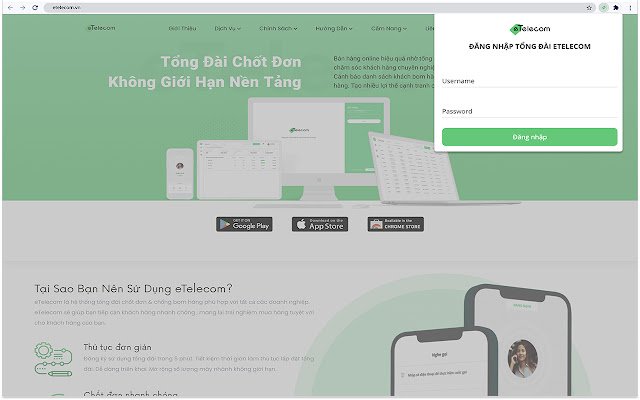 eTelecom Tổng đài CSKH  from Chrome web store to be run with OffiDocs Chromium online