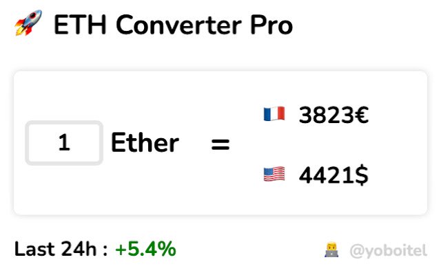 ETH Converter Pro من متجر Chrome الإلكتروني ليتم تشغيله مع OffiDocs Chromium عبر الإنترنت