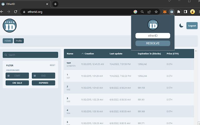 etherID IPFS resolver  from Chrome web store to be run with OffiDocs Chromium online