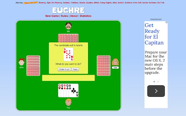 Euchre Card Game dal Chrome Web Store da eseguire con OffiDocs Chromium online