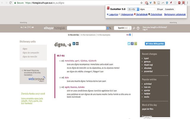 Euskalbar  from Chrome web store to be run with OffiDocs Chromium online