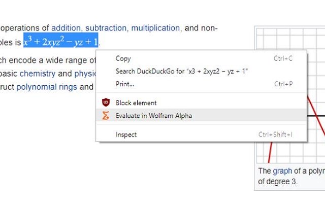 Evaluate in Wolfram Alpha  from Chrome web store to be run with OffiDocs Chromium online