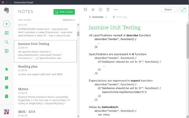 Evernote Panel ຈາກຮ້ານເວັບ Chrome ທີ່ຈະດໍາເນີນການກັບ OffiDocs Chromium ອອນໄລນ໌