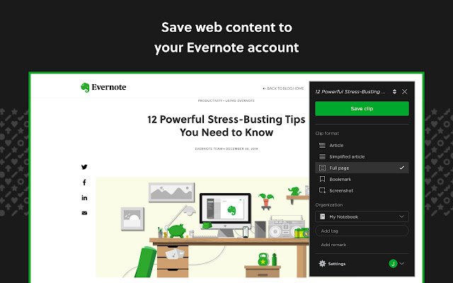 Evernote Web Clipper de la boutique en ligne Chrome doit être exécuté avec OffiDocs Chromium en ligne