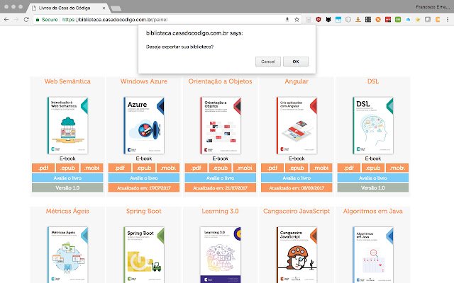 Exportar Biblioteca da Casa do Código  from Chrome web store to be run with OffiDocs Chromium online