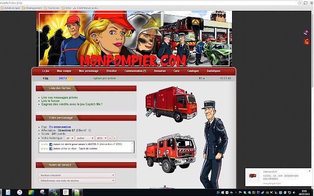 Extension pour monpompier.com  from Chrome web store to be run with OffiDocs Chromium online