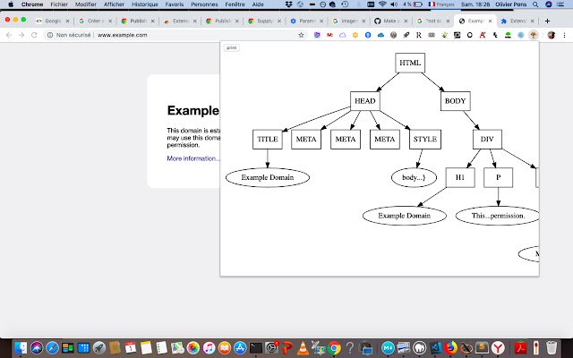 Extension showDomTree  from Chrome web store to be run with OffiDocs Chromium online