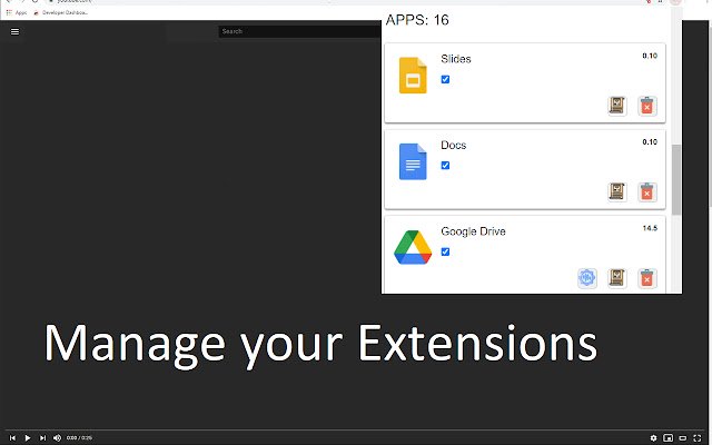 Extensions Manager for Google Chrome™  from Chrome web store to be run with OffiDocs Chromium online