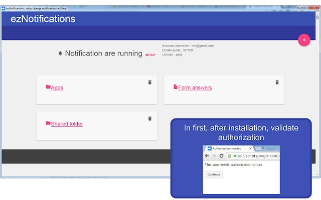 ezNotifications ສໍາລັບ Google Drive™ ຈາກ Chrome web store ທີ່ຈະດໍາເນີນການກັບ OffiDocs Chromium ອອນໄລນ໌