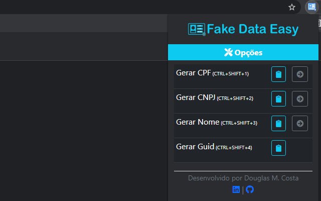 Fake Data Easy de Chrome web store se ejecutará con OffiDocs Chromium en línea