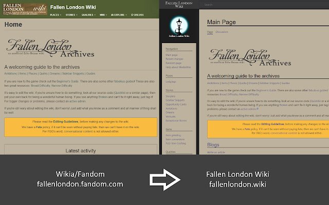 Chrome 웹 스토어의 Fallen London Wiki Redirector가 OffiDocs Chromium 온라인과 함께 실행됩니다.