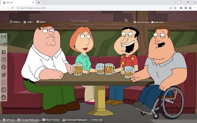 Обои Family Guy из интернет-магазина Chrome будут запускаться с помощью онлайн-версии OffiDocs Chromium