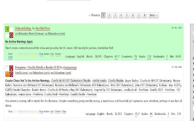 Fanfiction Bookshelf  from Chrome web store to be run with OffiDocs Chromium online