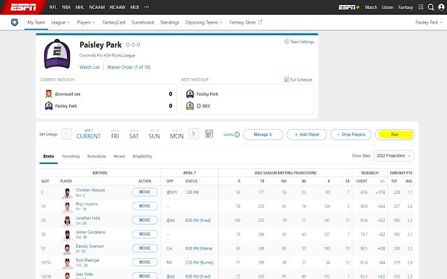 Fantasy Baseball Tool  from Chrome web store to be run with OffiDocs Chromium online