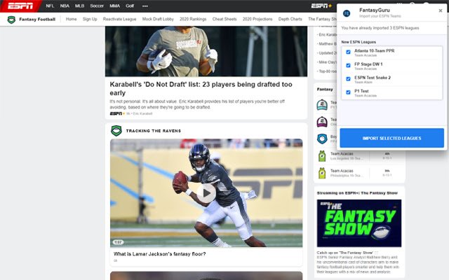 FantasyGuru ESPN Connector  from Chrome web store to be run with OffiDocs Chromium online