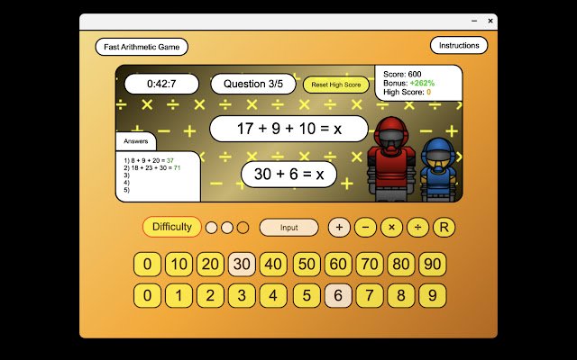 Fast Arithmetic Game  from Chrome web store to be run with OffiDocs Chromium online