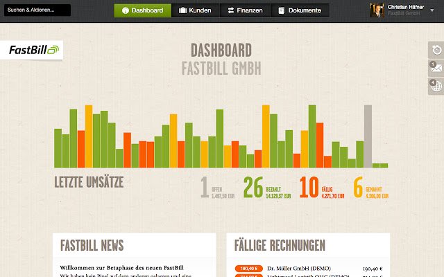 FastBill Buchhaltung für KMU  Freelancer  from Chrome web store to be run with OffiDocs Chromium online