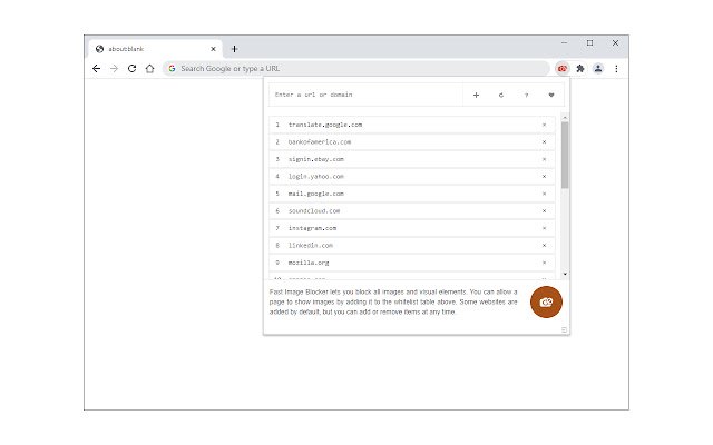 Fast Image Blocker  from Chrome web store to be run with OffiDocs Chromium online