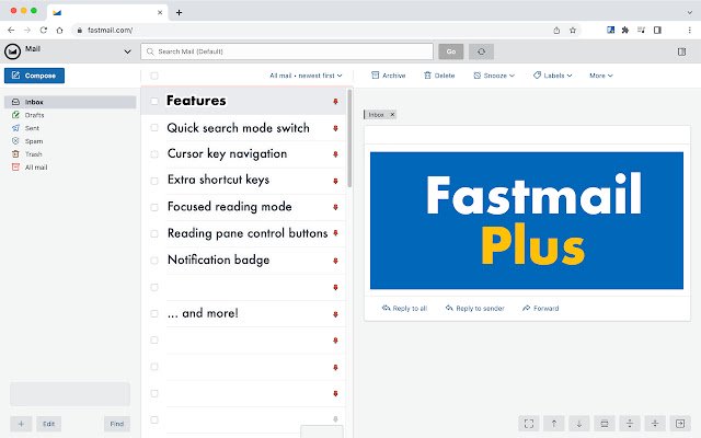 Fastmail Plus  from Chrome web store to be run with OffiDocs Chromium online