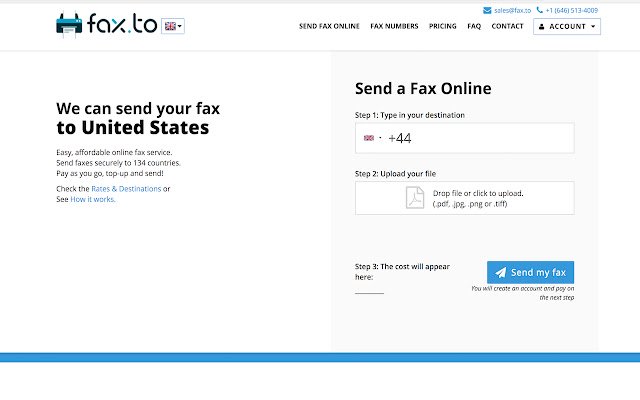 Fax.to Fax 137+ International destinations  from Chrome web store to be run with OffiDocs Chromium online